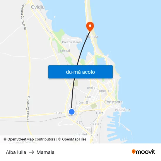 Harta de Alba Iulia către Mamaia