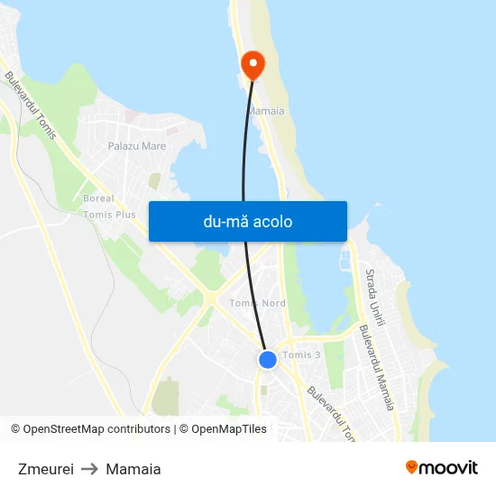 Harta de Zmeurei către Mamaia