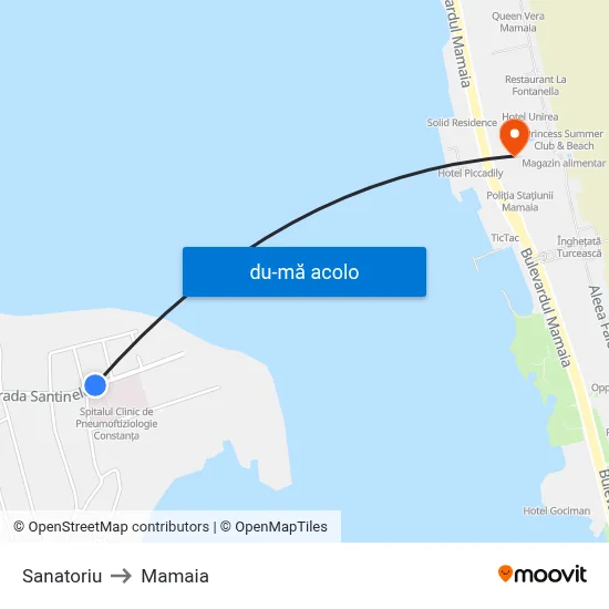 Harta de Sanatoriu către Mamaia