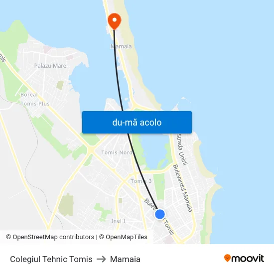 Harta de Colegiul Tehnic Tomis către Mamaia