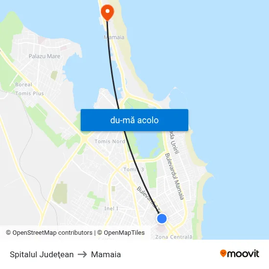Harta de Spitalul Judeţean către Mamaia