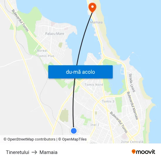 Harta de Tineretului către Mamaia