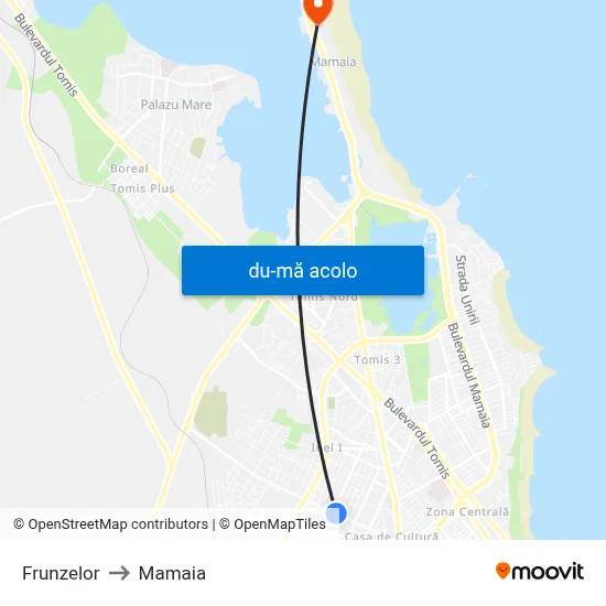 Harta de Frunzelor către Mamaia