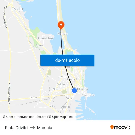 Harta de Piața Griviței către Mamaia