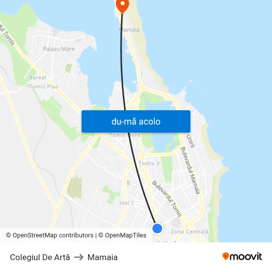 Harta de Colegiul De Artă către Mamaia