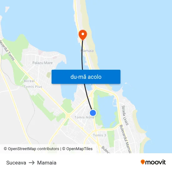 Harta de Suceava către Mamaia