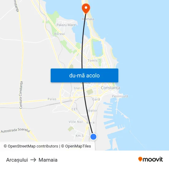 Harta de Arcașului către Mamaia