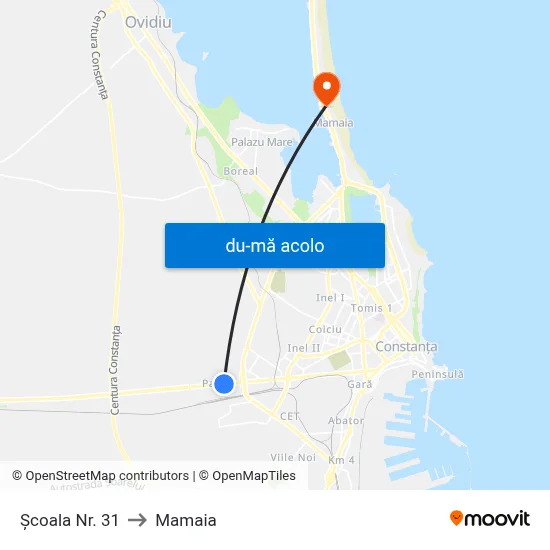 Harta de Școala Nr. 31 către Mamaia