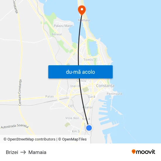 Harta de Brizei către Mamaia