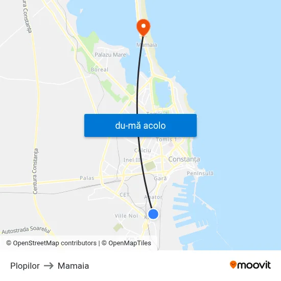 Harta de Plopilor către Mamaia