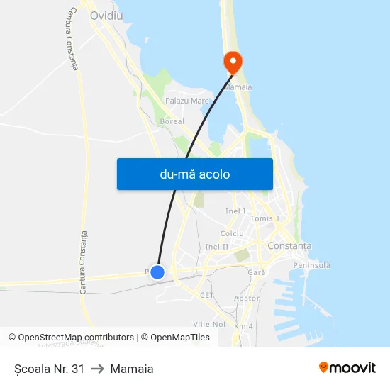 Harta de Școala Nr. 31 către Mamaia