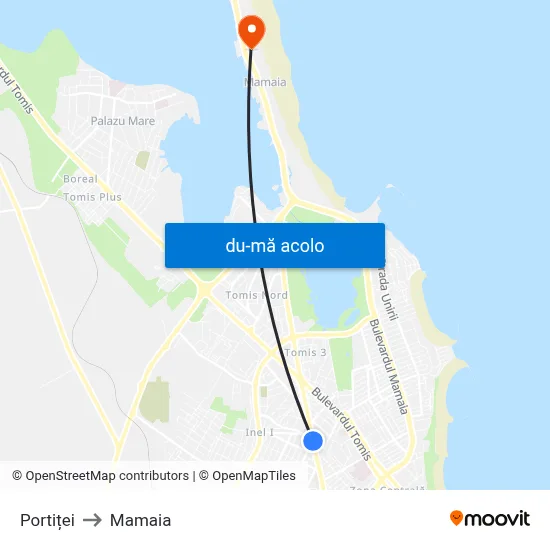 Harta de Portiței către Mamaia