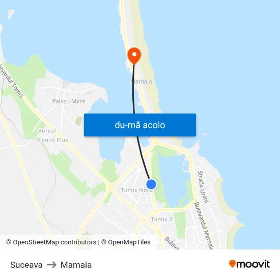 Harta de Suceava către Mamaia