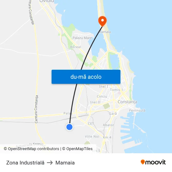 Harta de Zona Industrială către Mamaia