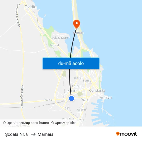 Harta de Școala Nr. 8 către Mamaia