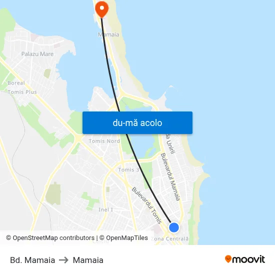 Harta de Bd. Mamaia către Mamaia