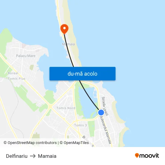 Harta de Delfinariu către Mamaia