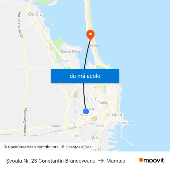 Harta de Școala Nr. 23 Constantin Brâncoveanu către Mamaia