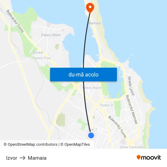 Harta de Izvor către Mamaia