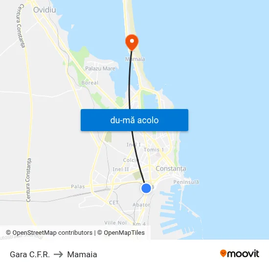 Harta de Gara C.F.R. către Mamaia