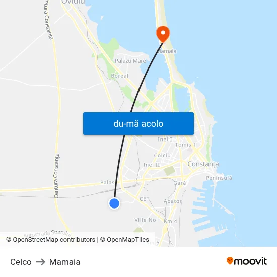 Harta de Celco către Mamaia