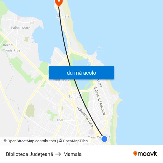 Harta de Biblioteca Județeană către Mamaia