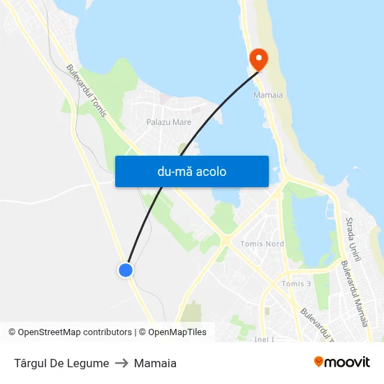 Harta de Târgul De Legume către Mamaia