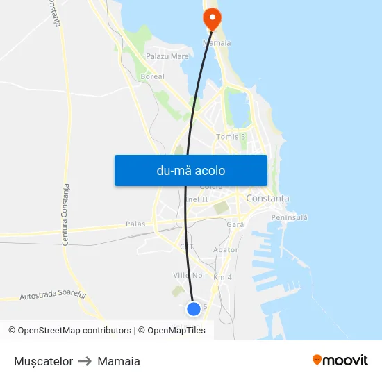 Harta de Mușcatelor către Mamaia