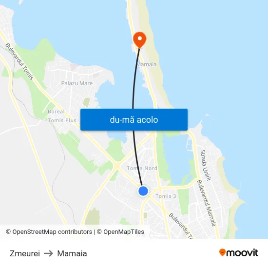 Harta de Zmeurei către Mamaia
