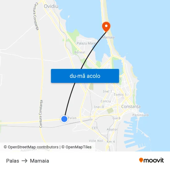 Harta de Palas către Mamaia