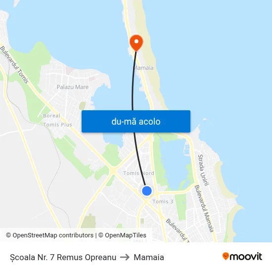 Harta de Școala Nr. 7 Remus Opreanu către Mamaia