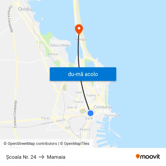 Harta de Școala Nr. 24 către Mamaia