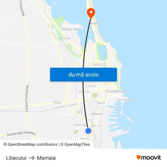 Harta de Liliacului către Mamaia