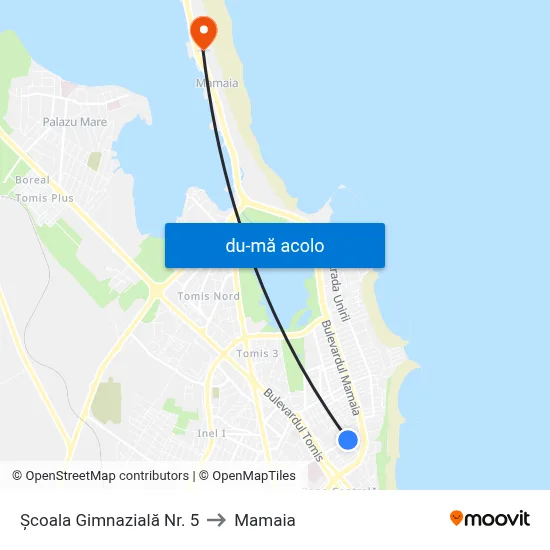 Harta de Școala Gimnazială Nr. 5 către Mamaia