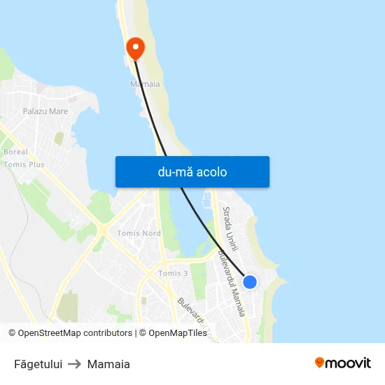 Harta de Făgetului către Mamaia