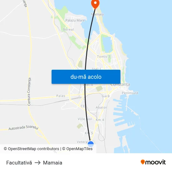 Harta de Facultativă către Mamaia