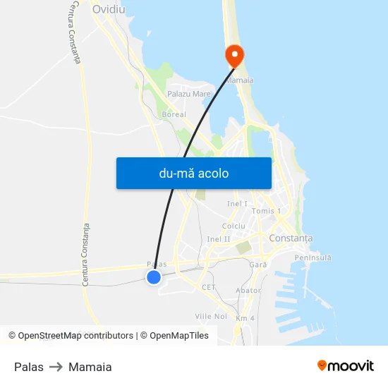 Harta de Palas către Mamaia