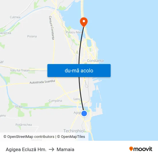 Harta de Agigea Ecluză Hm. către Mamaia
