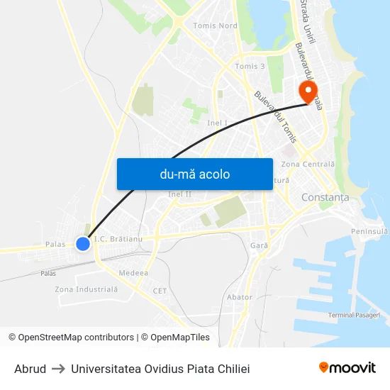 Harta de Abrud către Universitatea Ovidius Piata Chiliei