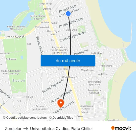 Harta de Zorelelor către Universitatea Ovidius Piata Chiliei