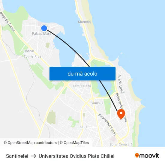 Harta de Santinelei către Universitatea Ovidius Piata Chiliei