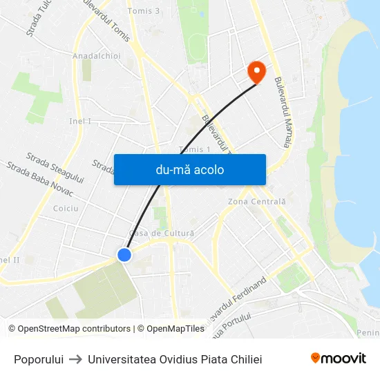 Harta de Poporului către Universitatea Ovidius Piata Chiliei