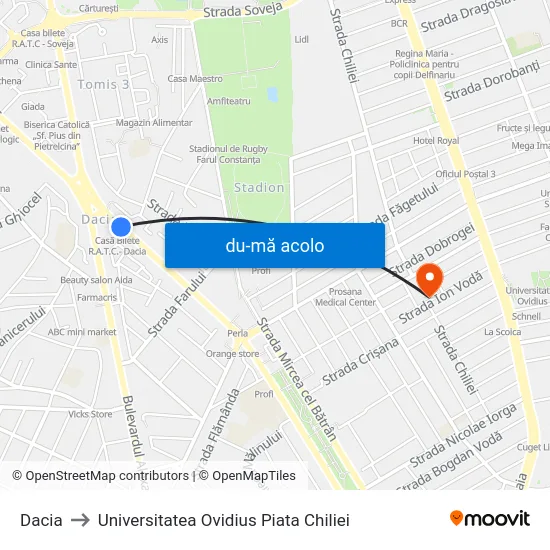 Harta de Dacia către Universitatea Ovidius Piata Chiliei