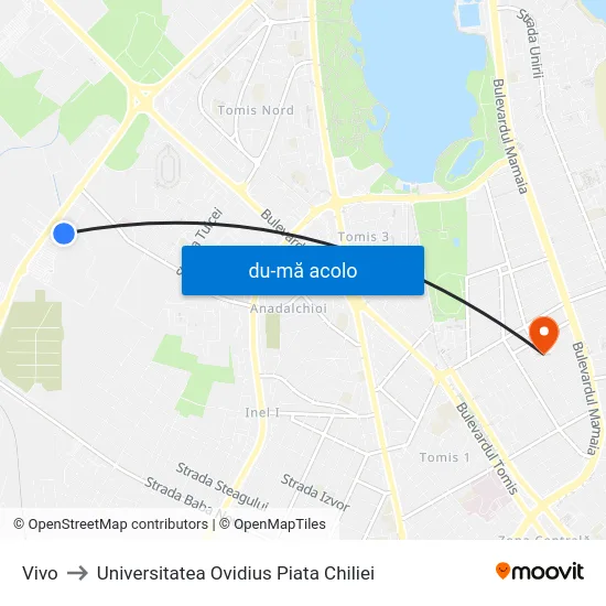 Harta de Vivo către Universitatea Ovidius Piata Chiliei