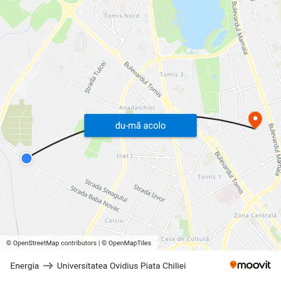 Harta de Energia către Universitatea Ovidius Piata Chiliei