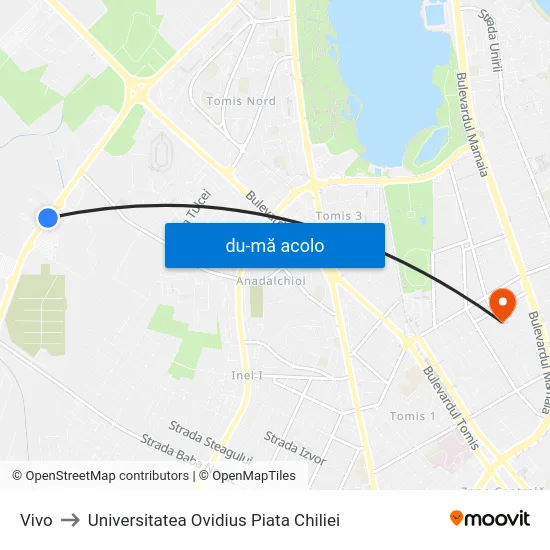 Harta de Vivo către Universitatea Ovidius Piata Chiliei