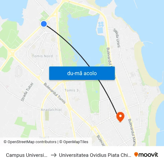 Harta de Campus Universitar către Universitatea Ovidius Piata Chiliei