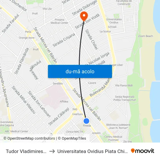 Harta de Tudor Vladimirescu către Universitatea Ovidius Piata Chiliei