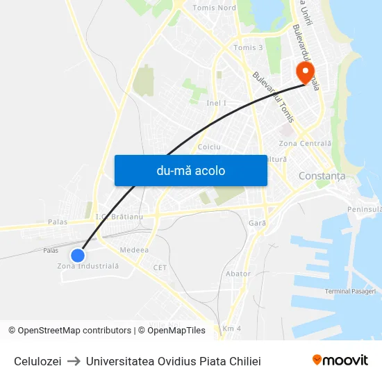 Harta de Celulozei către Universitatea Ovidius Piata Chiliei