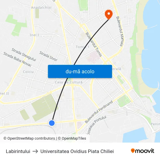 Harta de Labirintului către Universitatea Ovidius Piata Chiliei